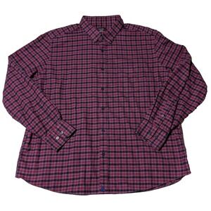 UNTUCKIT CALDER Men 3XL Cotton Black Burgundy Plaid Flannel Shirt EUC